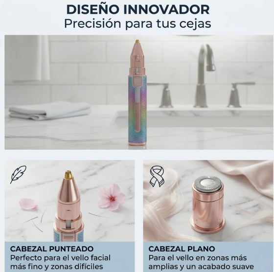 Depiladora facial 2 en 1 | Efecto purpurina
