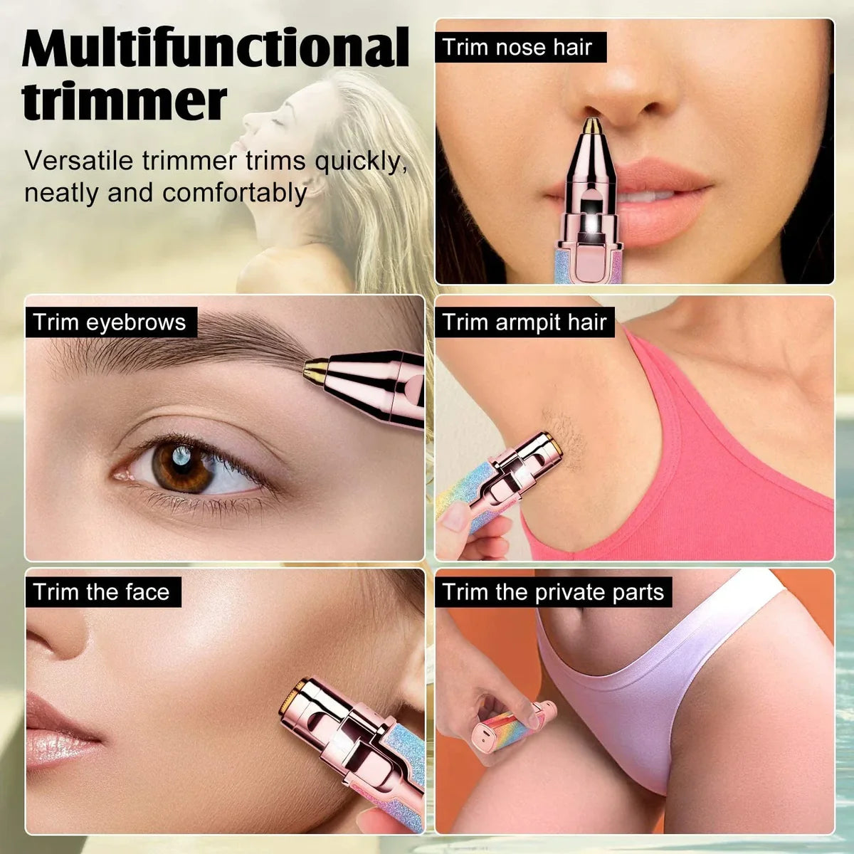 Depiladora facial 2 en 1 | Efecto purpurina