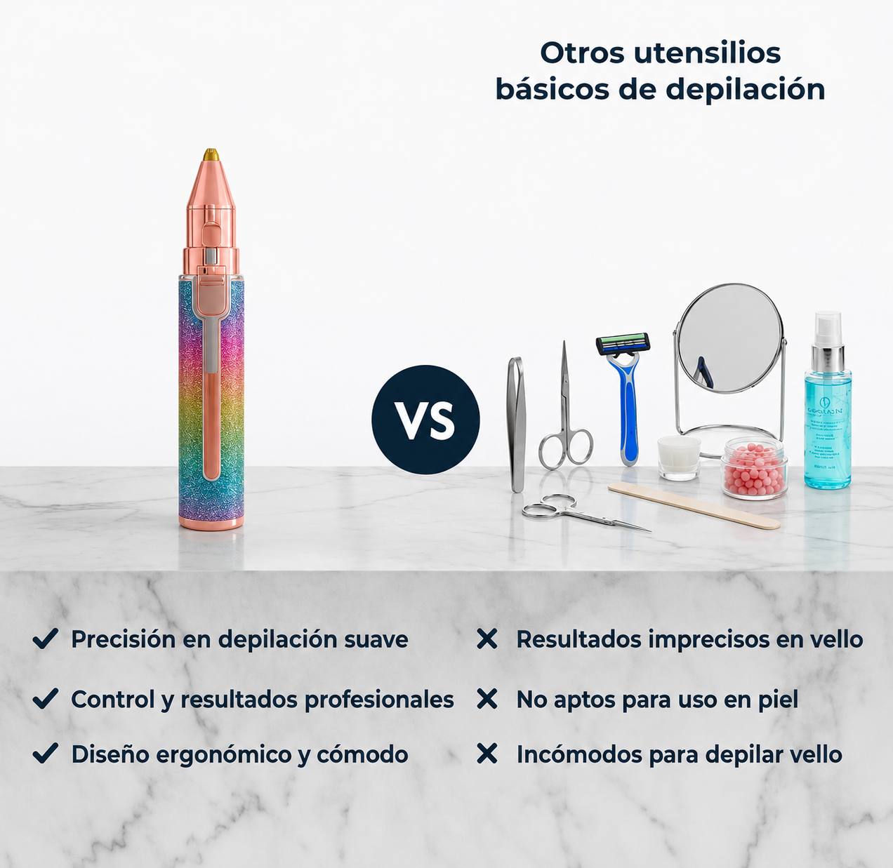 Depiladora facial 2 en 1 | Efecto purpurina